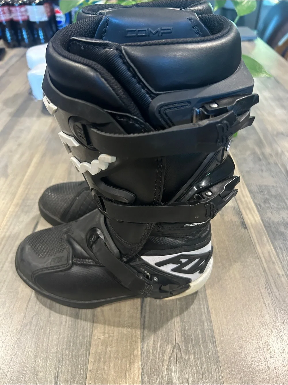 Fox Kids Black Boots with White Logo Accents